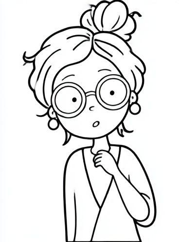 Girl with Glasses Line Art Poster. poster detail
