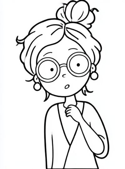 Girl with Glasses Line Art Poster. poster