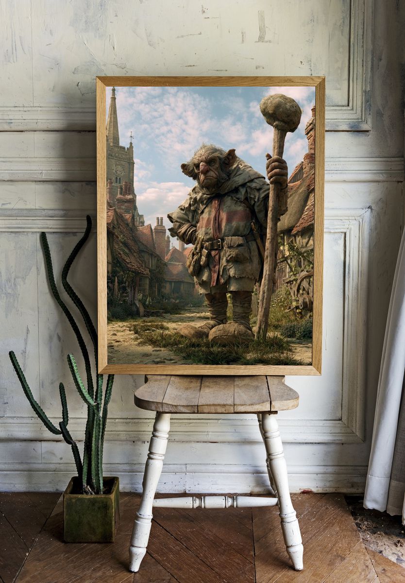Fantasy Village Giant Illustration Poster. room preview