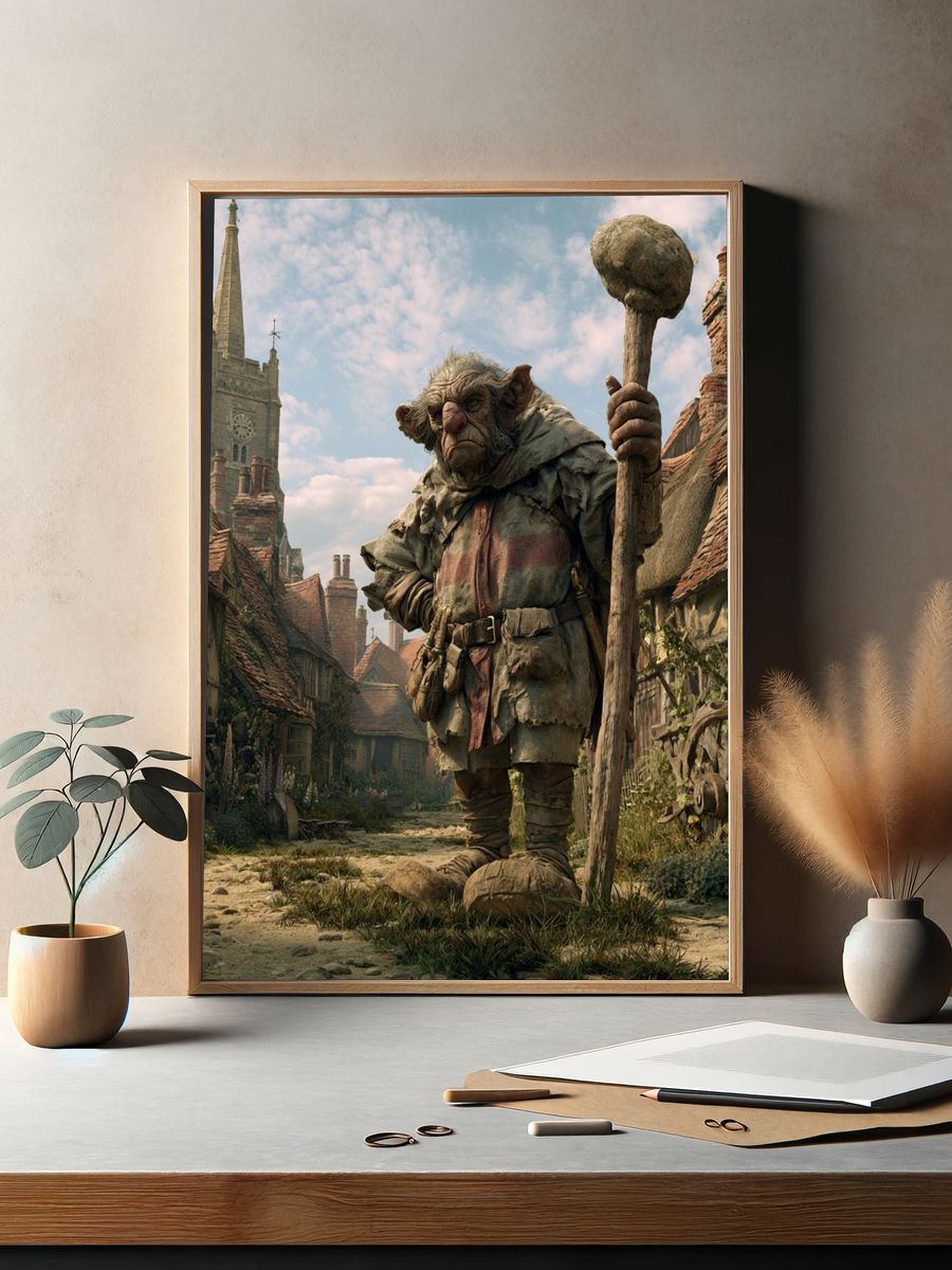 Fantasy Village Giant Illustration Poster. — room view 2