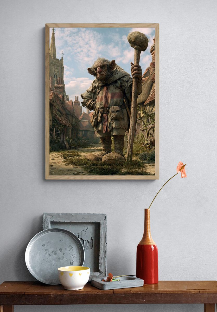 Fantasy Village Giant Illustration Poster. — room view 3