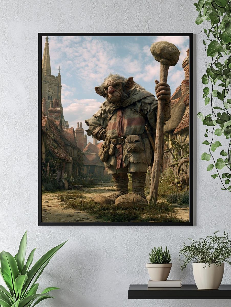 Fantasy Village Giant Illustration Poster. — room view 4