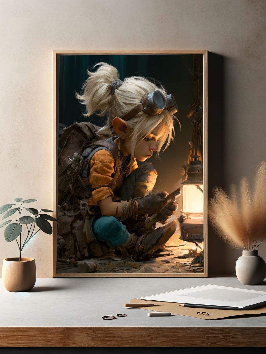 Lantern Explorer Fantasy Illustration Poster. — room view 2