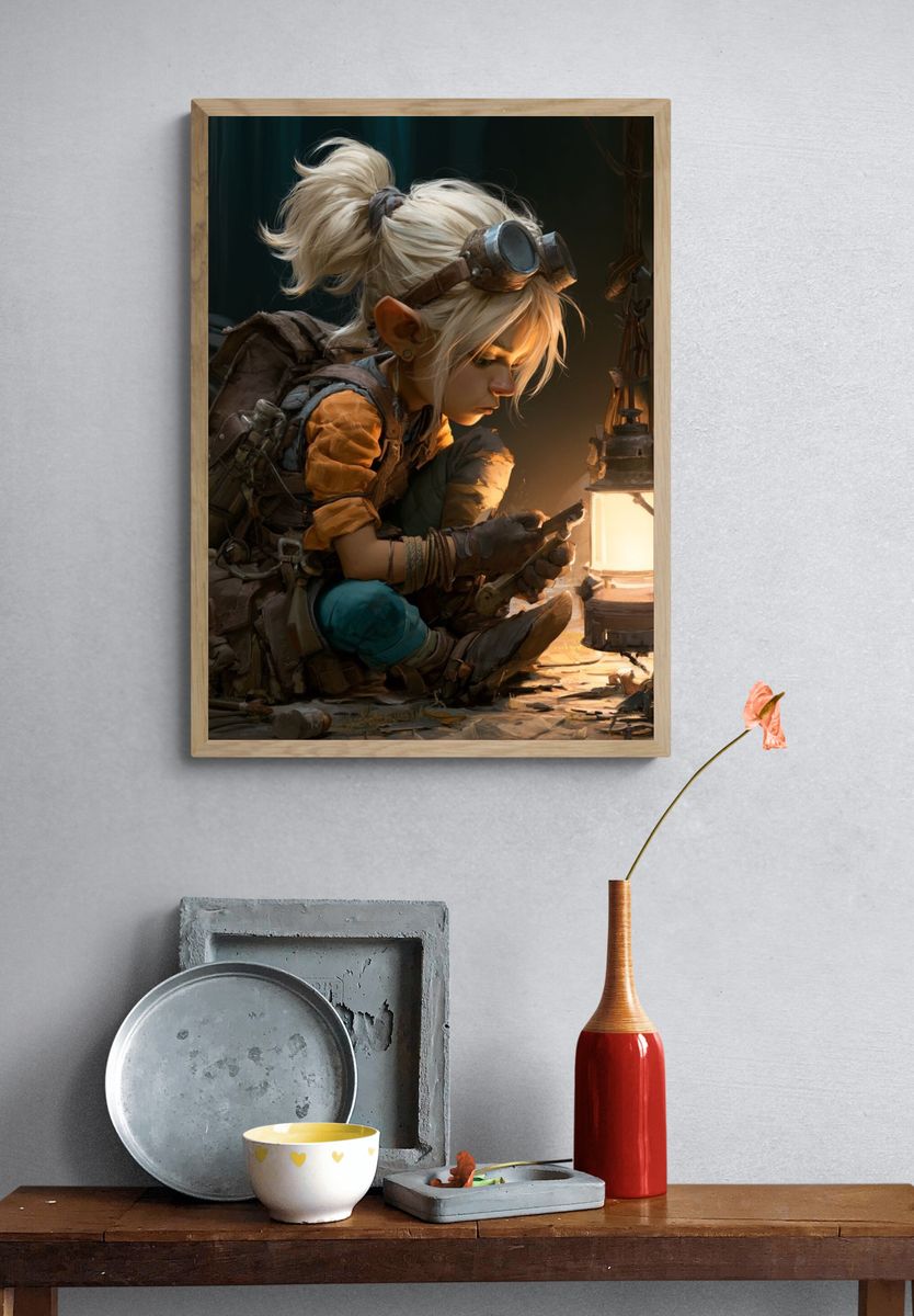Lantern Explorer Fantasy Illustration Poster. — room view 3