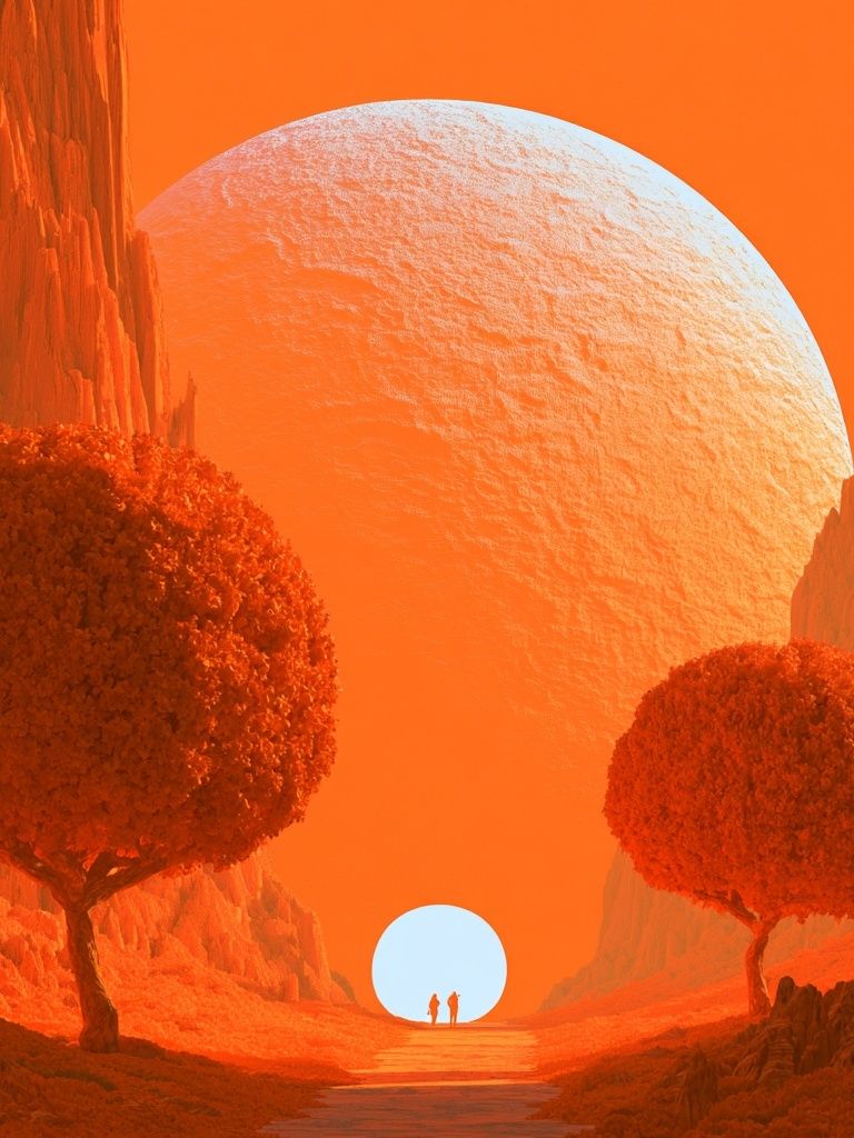 Surreal Orange Landscape Print. poster — illustration art