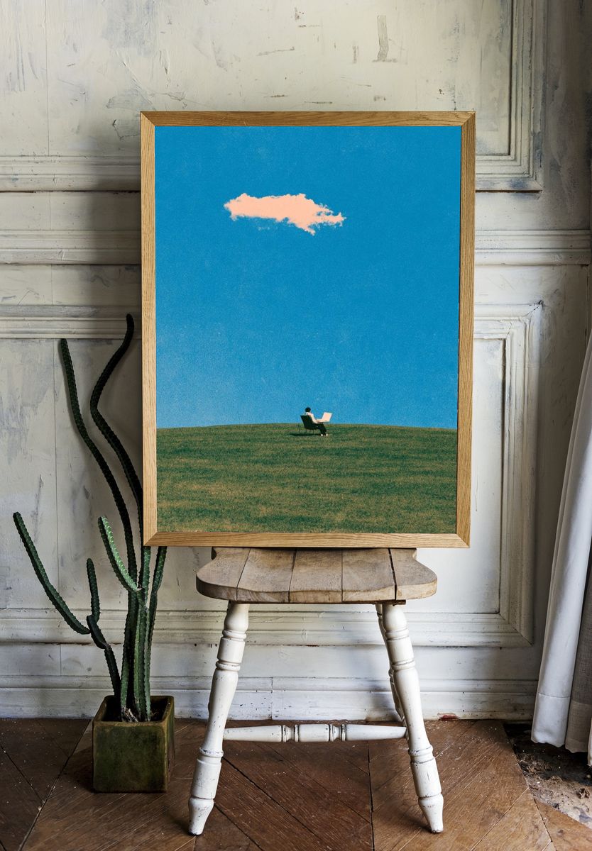 Solitary Reader Landscape Print. room preview