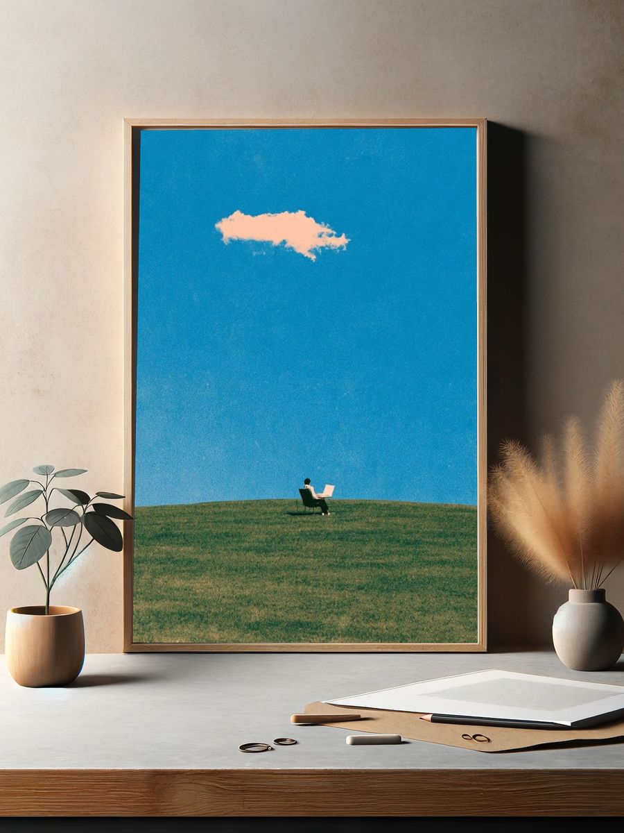 Solitary Reader Landscape Print. — room view 2