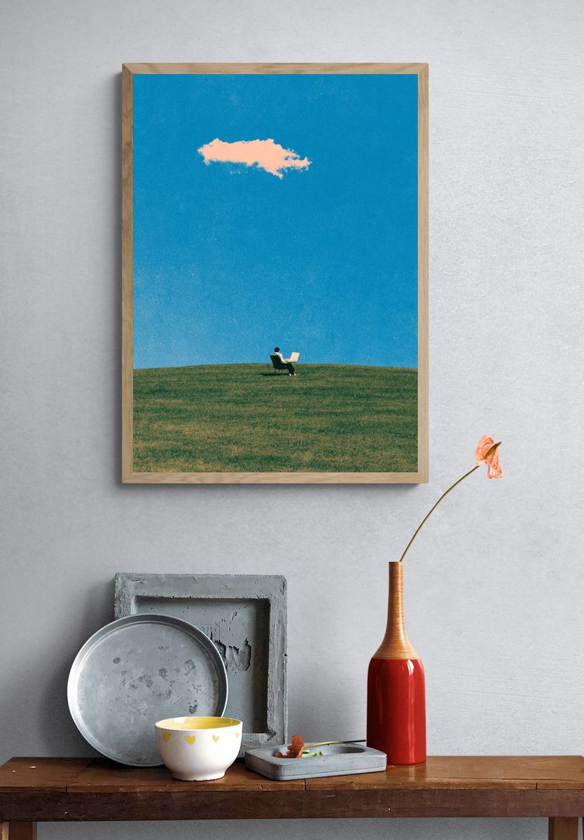 Solitary Reader Landscape Print. — room view 3