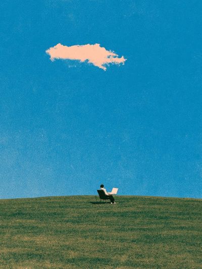 Solitary Reader Landscape Print. poster