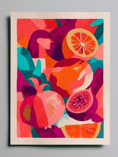 Tropical Citrus Collage Print.
