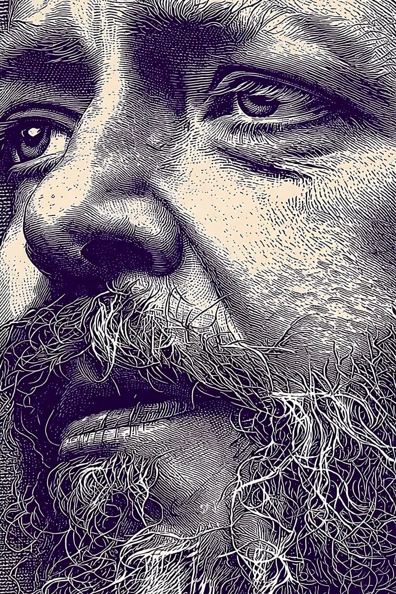 Bearded Man Portrait Illustration Poster. poster detail