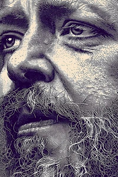 Bearded Man Portrait Illustration Poster.