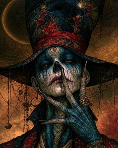 Dark Gothic Skull Portrait Print. poster detail