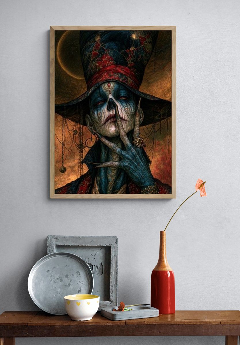 Dark Gothic Skull Portrait Print. — room view 3