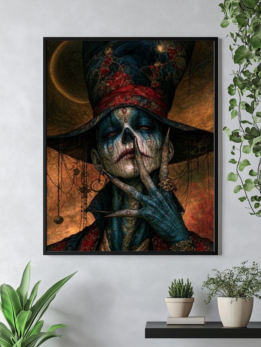 Dark Gothic Skull Portrait Print. — room view 4