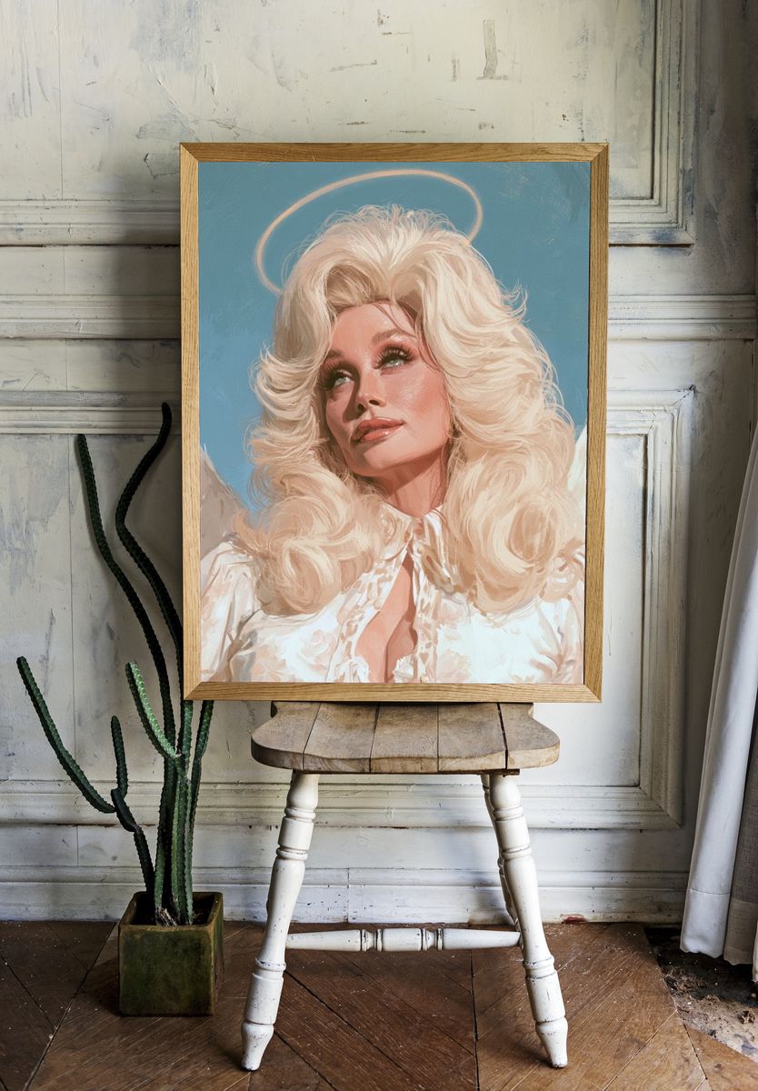 Blonde Angel Portrait Fine-Art Poster. room preview