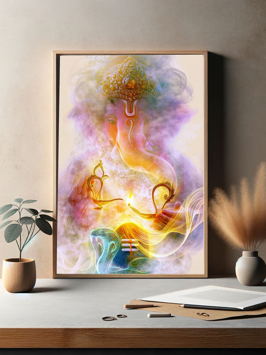 Ganesha and Cobra Spiritual Print. — room view 2