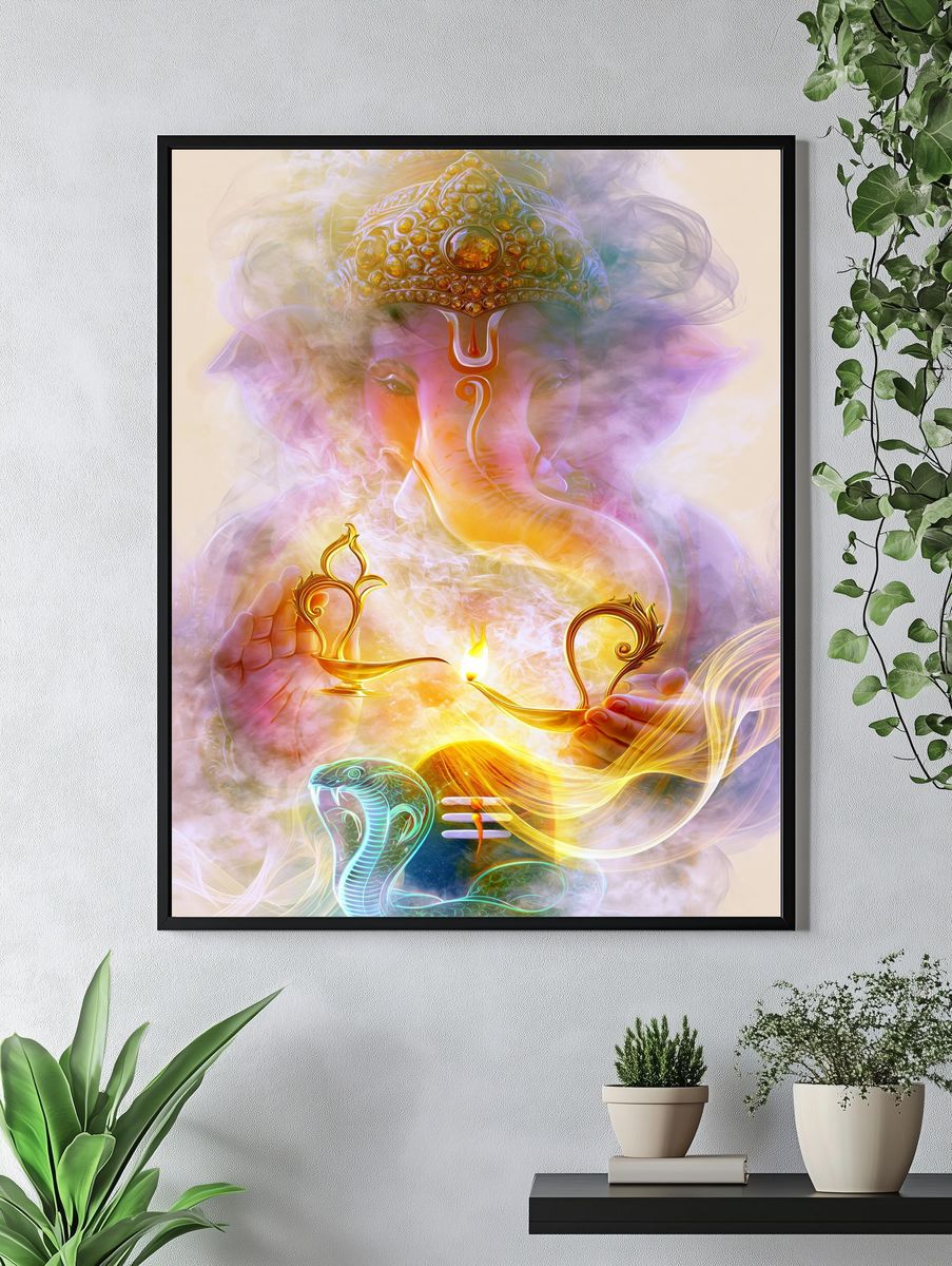 Ganesha and Cobra Spiritual Print. — room view 4