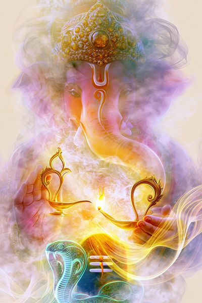 Ganesha and Cobra Spiritual Print.