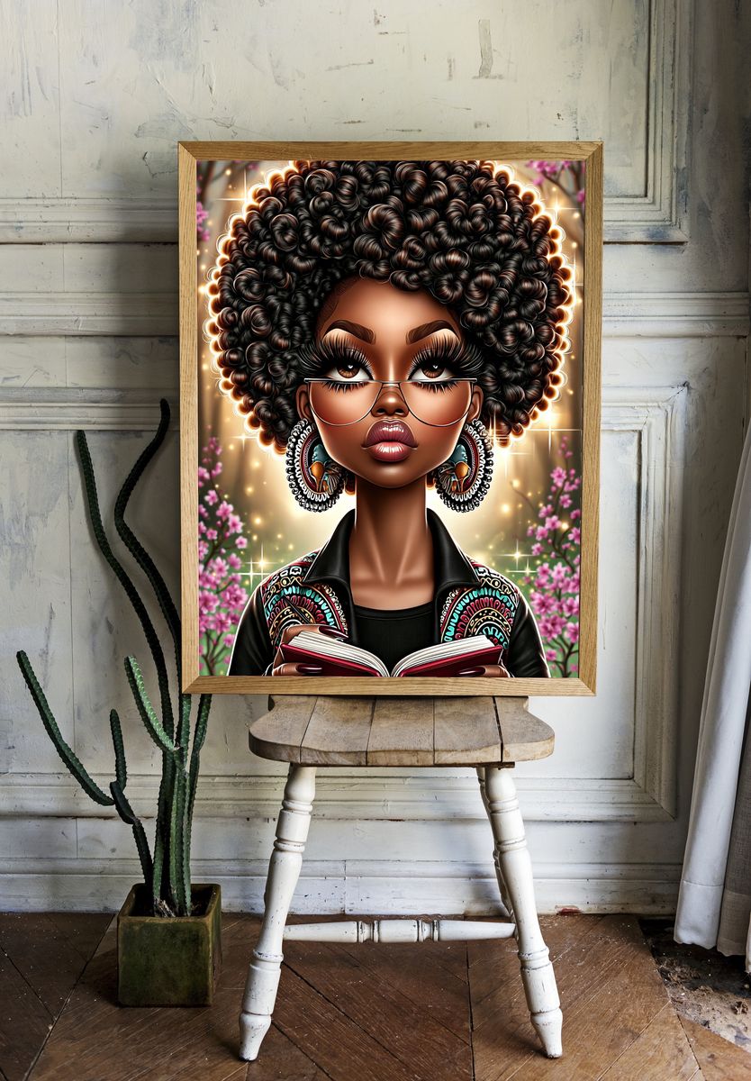 Stylish Afro Woman Portrait Print. — room view 1