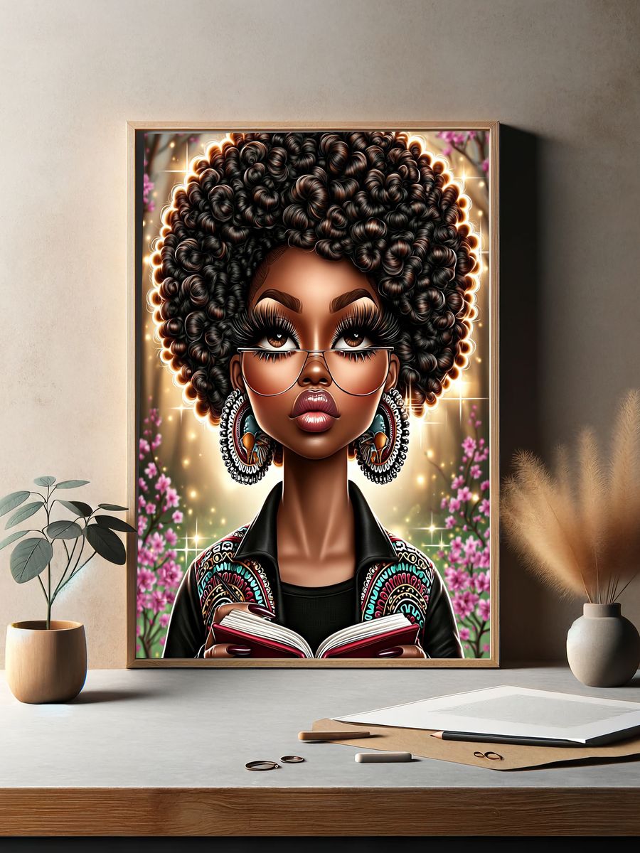 Stylish Afro Woman Portrait Print. — room view 2
