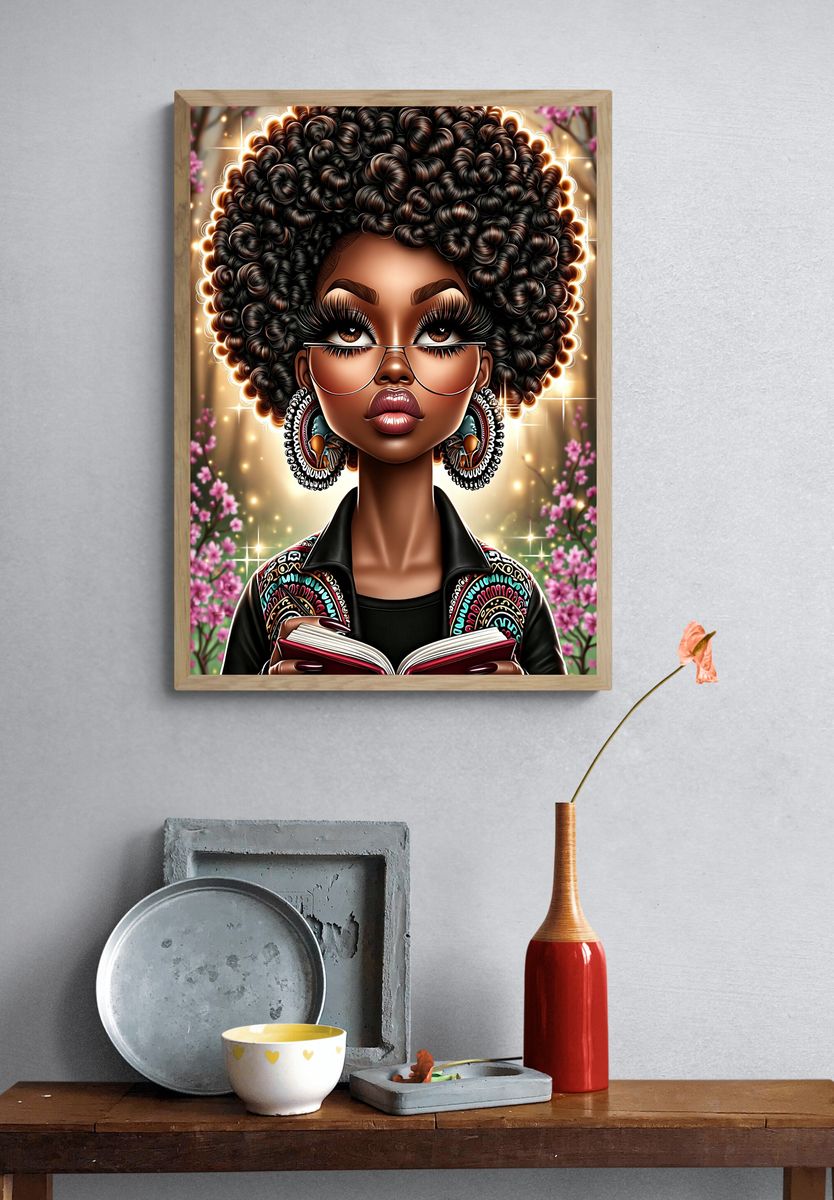 Stylish Afro Woman Portrait Print. — room view 3