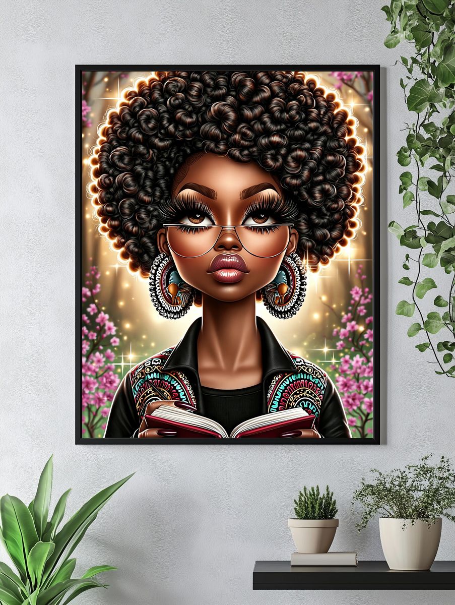 Stylish Afro Woman Portrait Print. — room view 4