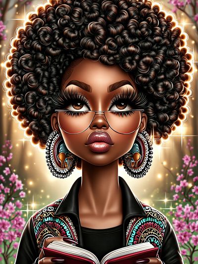Stylish Afro Woman Portrait Print. poster print