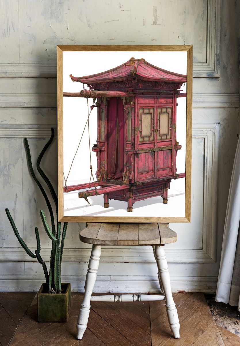 Pink Palanquin Illustration Poster. room preview