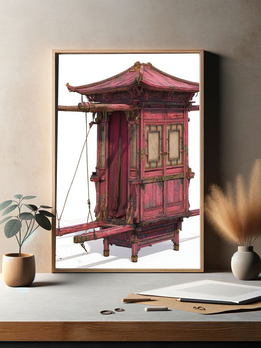 Pink Palanquin Illustration Poster. — room view 2