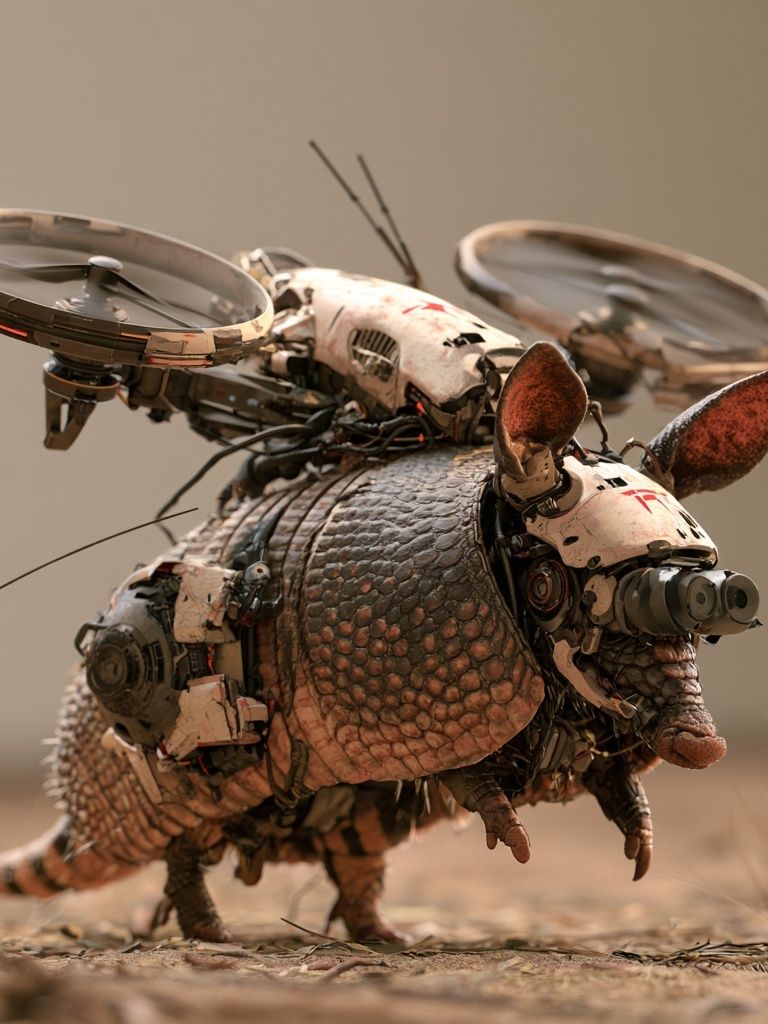 Cyber Armadillo Sci-Fi Print. poster — illustration art