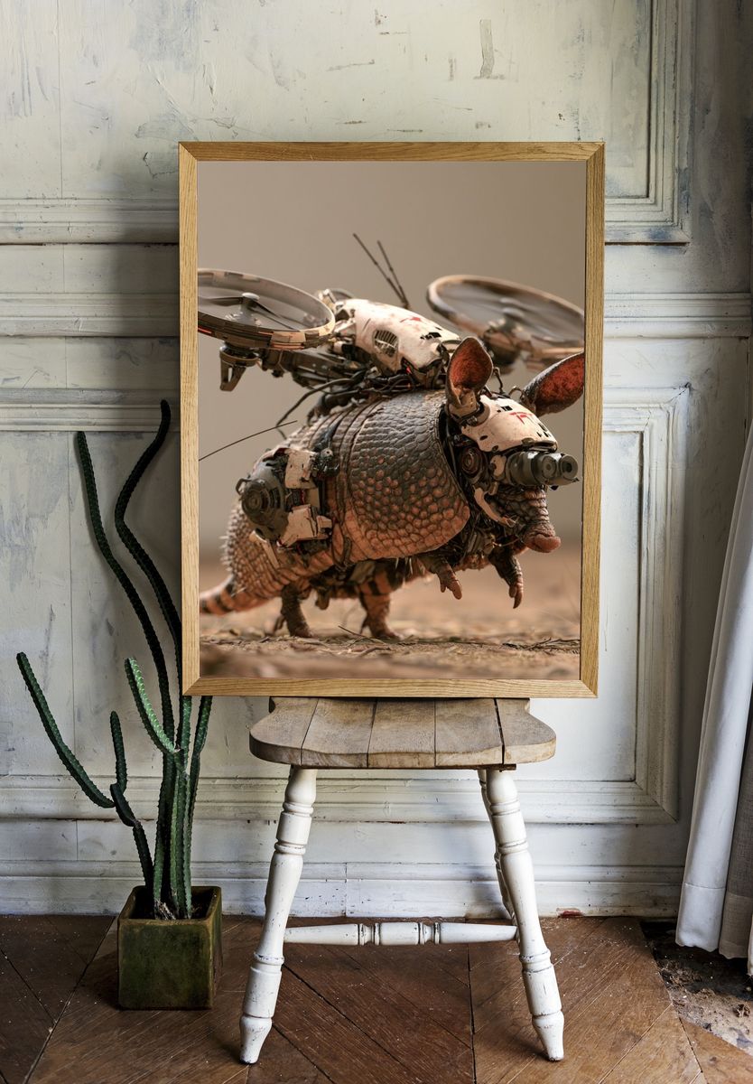 Cyber Armadillo Sci-Fi Print. — room view 1