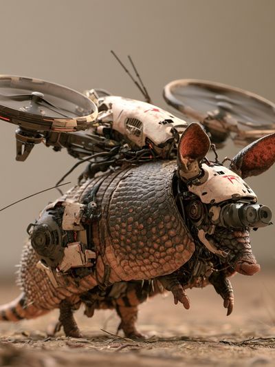 Cyber Armadillo Sci-Fi Print.
