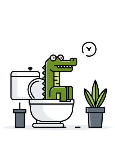 Crocodile Bathroom Cartoon Print. poster print
