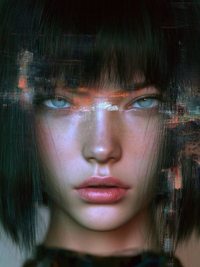 Glitch Portrait — Digital Art Print.