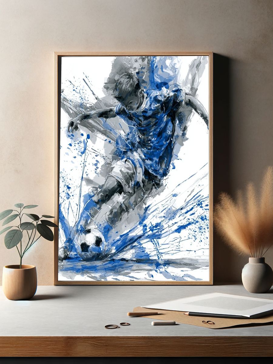 Soccer Player Action Illustration Poster. — room view 2