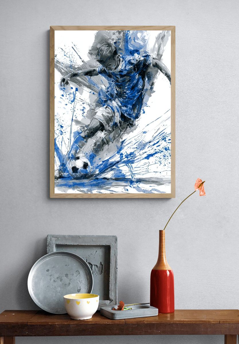 Soccer Player Action Illustration Poster. — room view 3