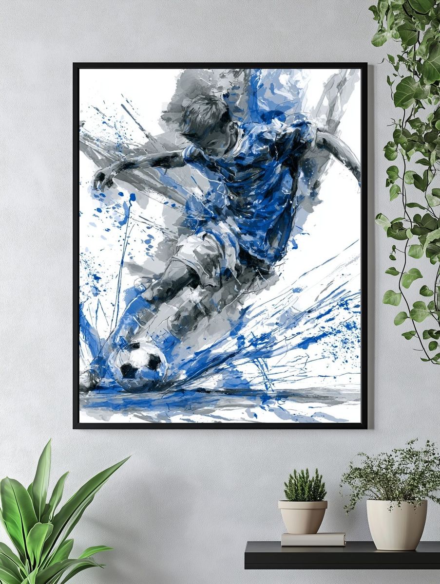 Soccer Player Action Illustration Poster. — room view 4