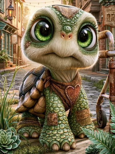 Cute Turtle Character Illustration Poster. poster