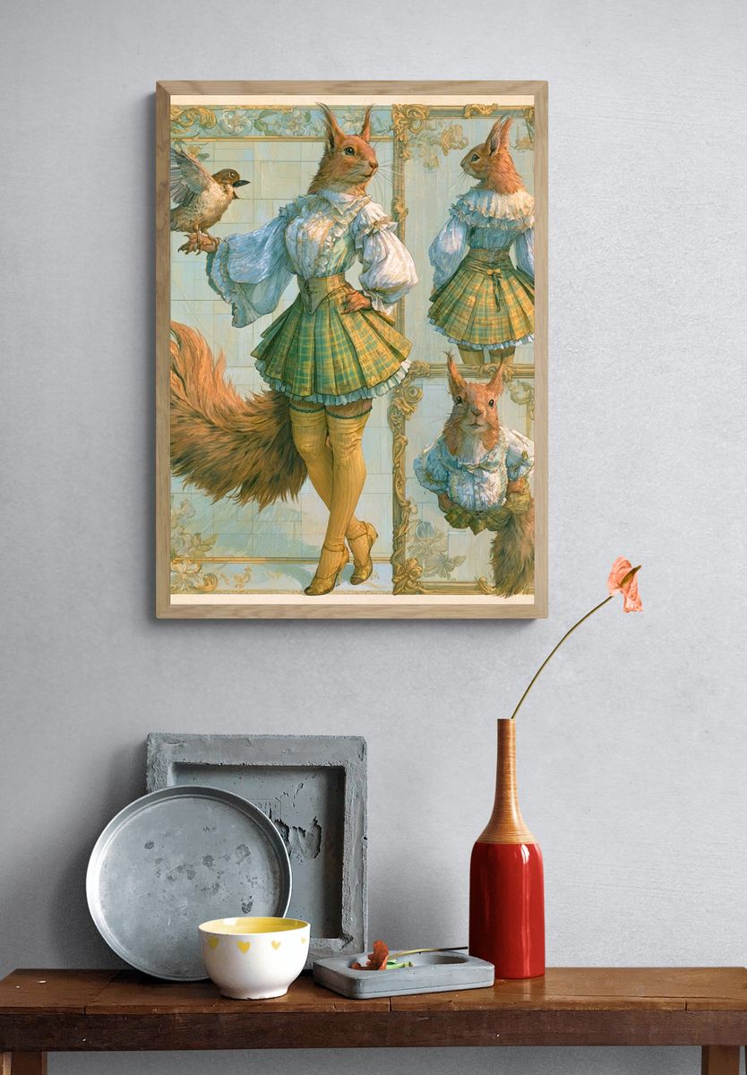 Floral Dreamscape Illustration Poster. — room view 3