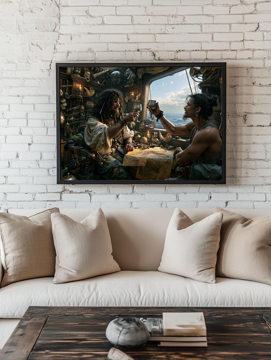 Pirate Ship Cabin Illustration Poster. room preview