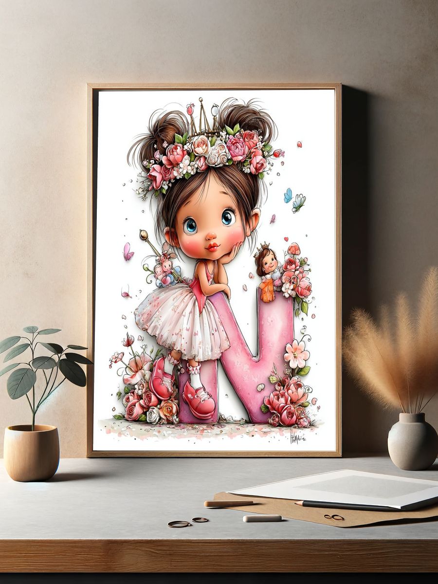 Floral Princess N Illustration Poster. — room view 2