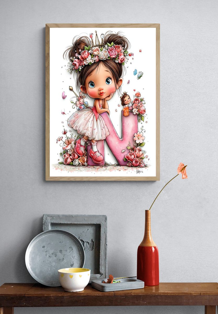 Floral Princess N Illustration Poster. — room view 3