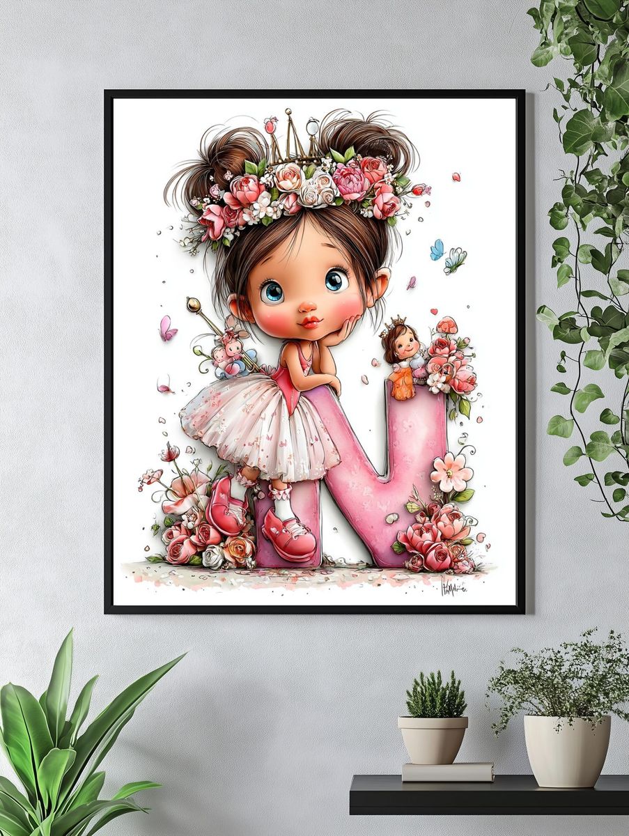 Floral Princess N Illustration Poster. — room view 4