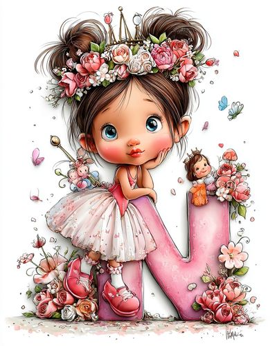 Floral Princess N Illustration Poster. poster