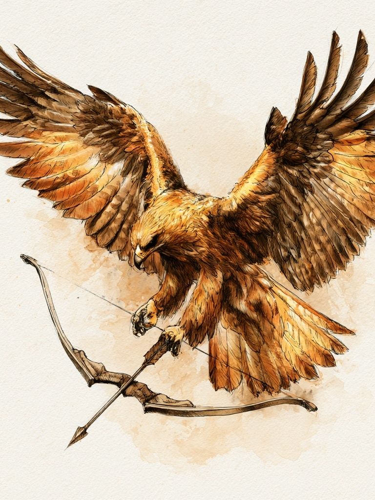 Golden Eagle Watercolor Poster. poster detail