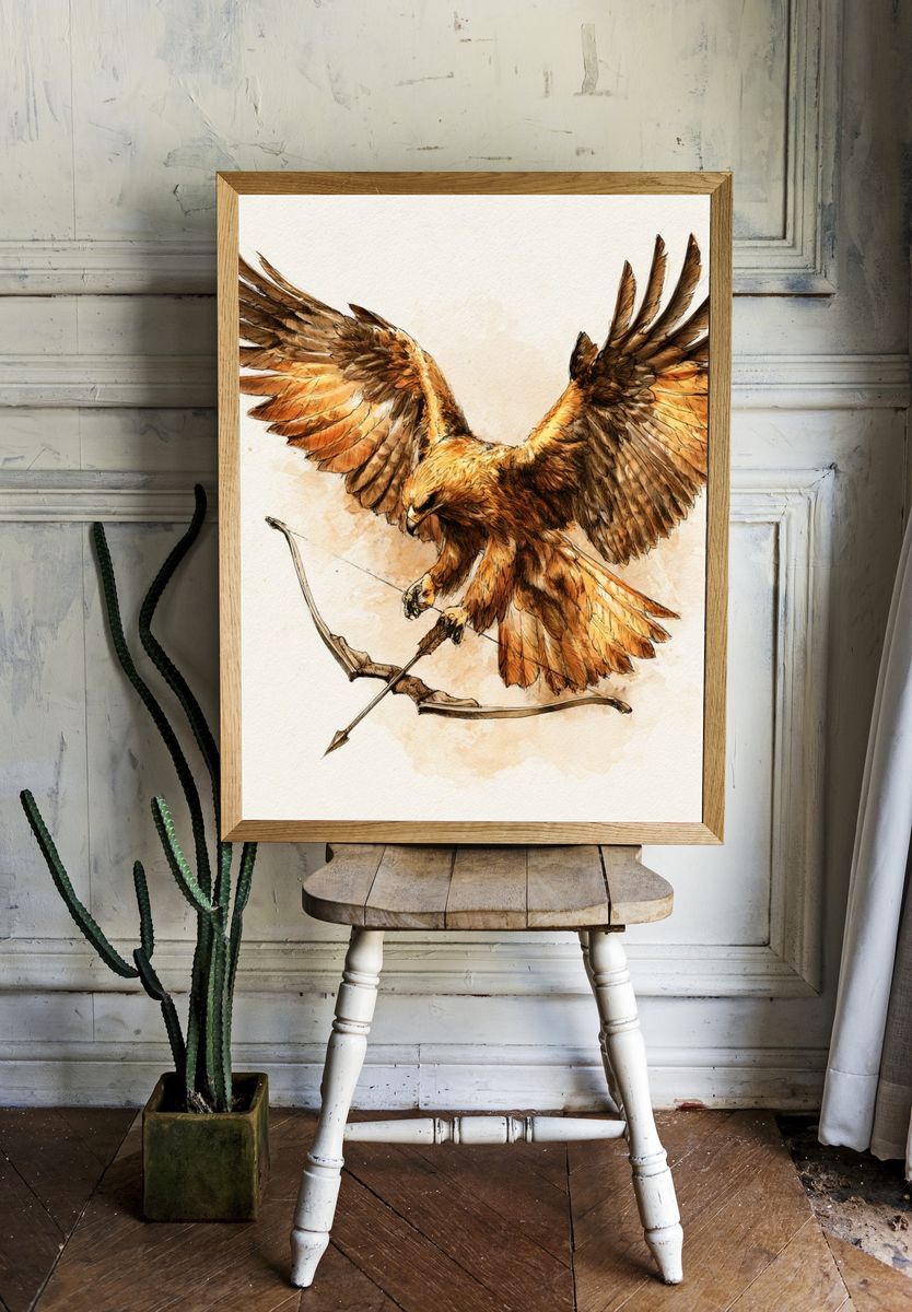 Golden Eagle Watercolor Poster. room preview