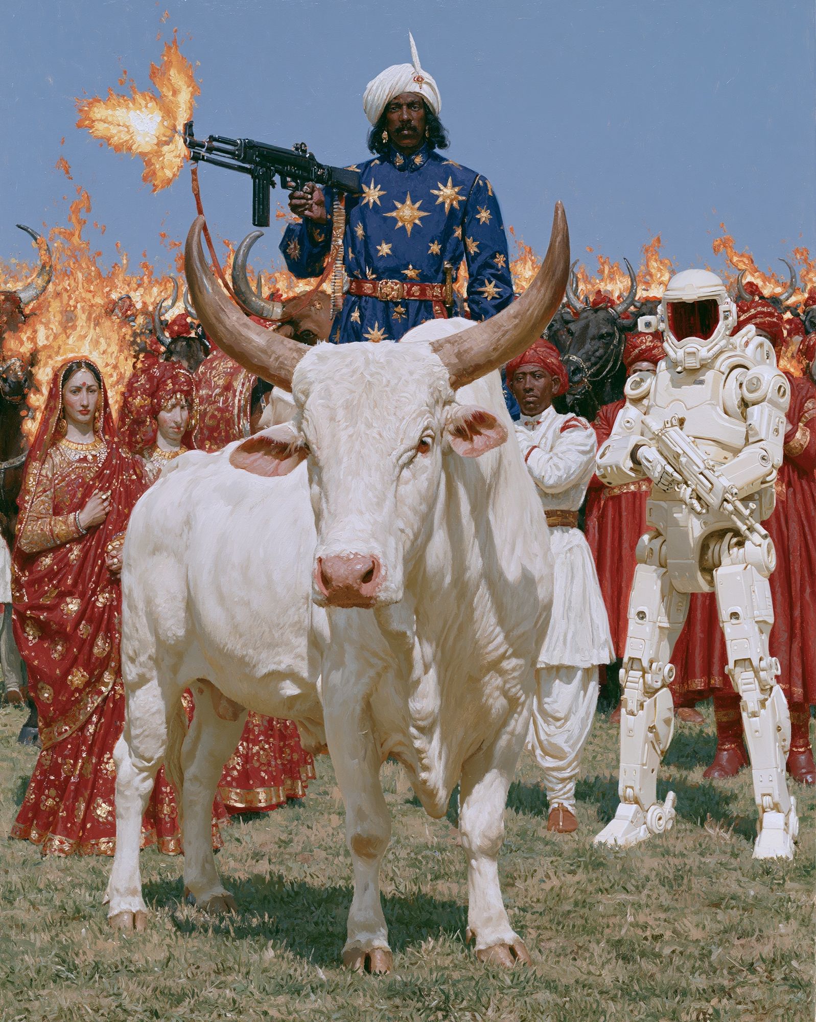 Surreal Bull Parade Illustration Poster. poster — illustration art