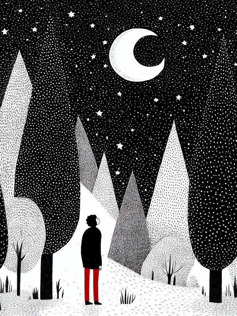 Moonlit Forest Illustration Poster. poster — illustration art
