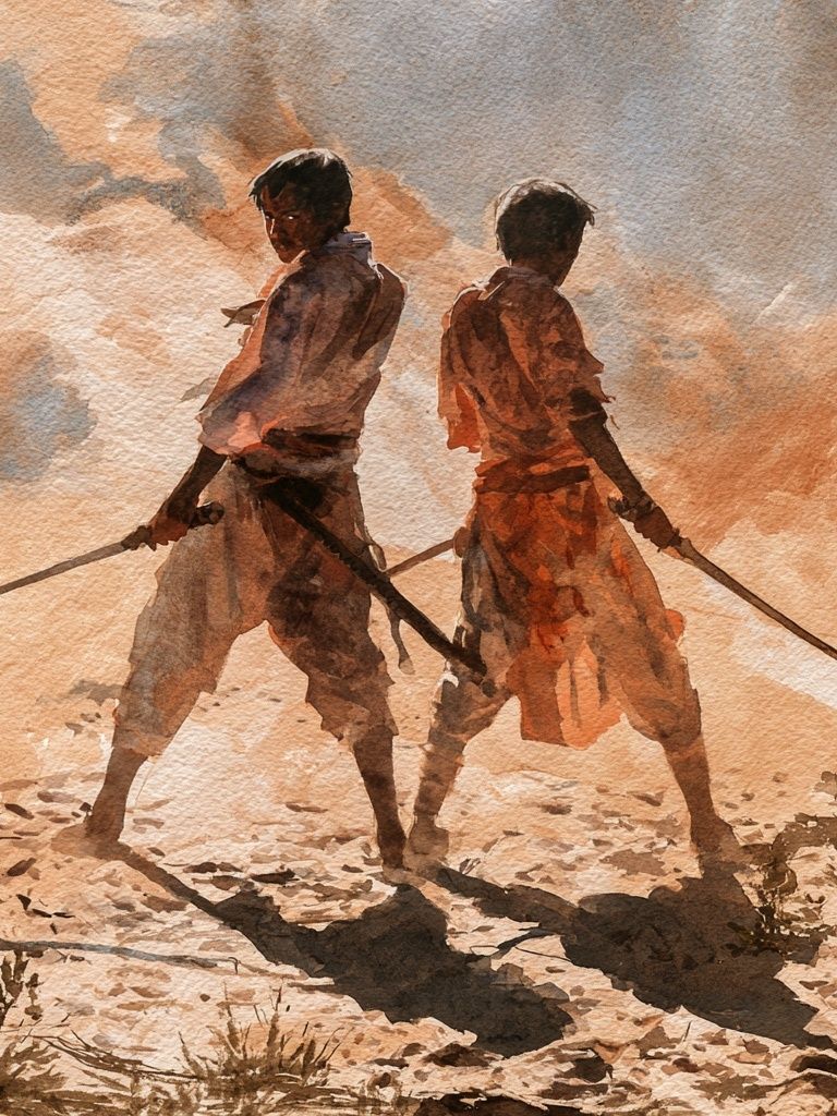 Desert Duel Watercolor Print. poster detail